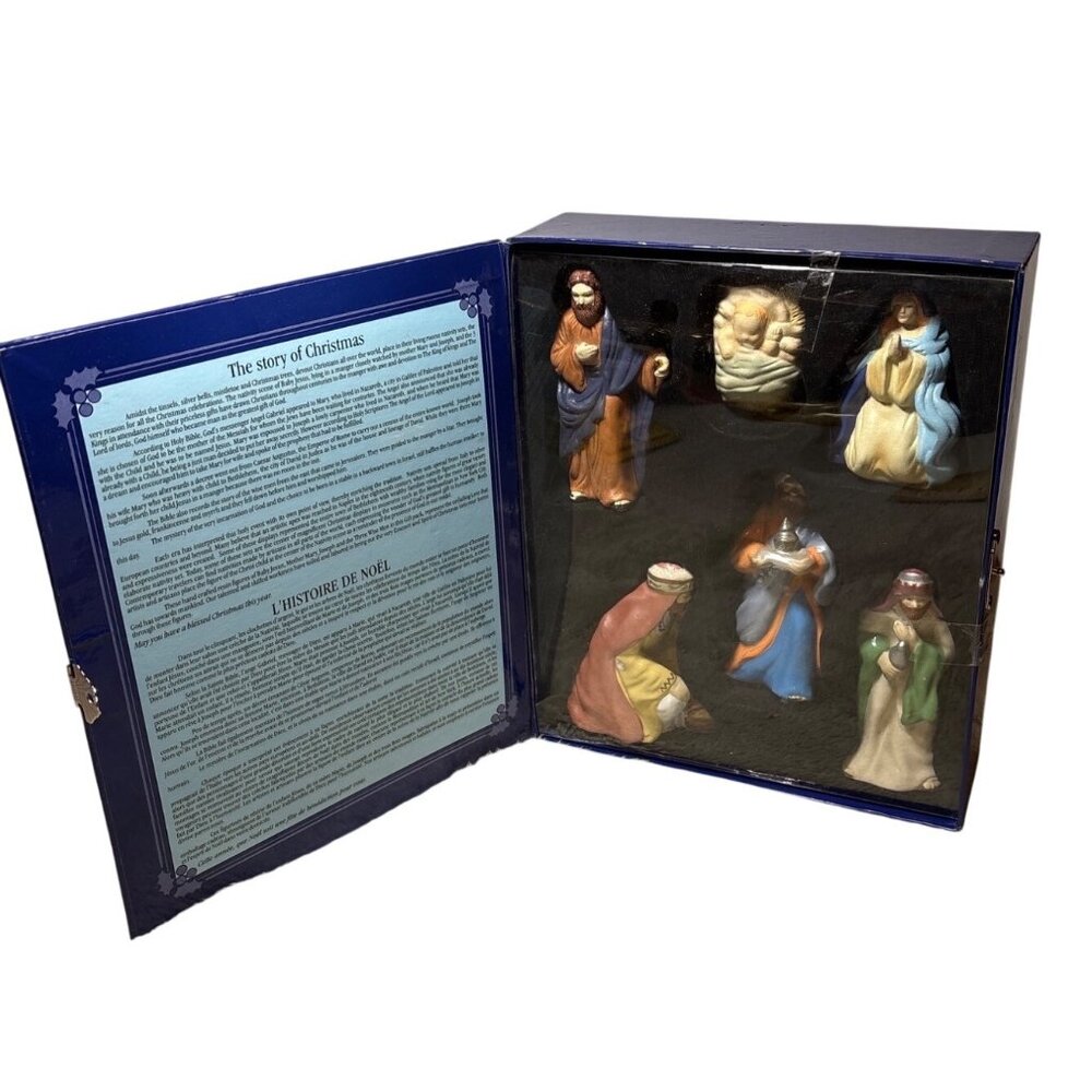 Christmas Nativity Scene North Pole Story of Christmas Set Keepsake Box 6 Piece